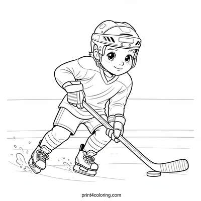 Ice Rink Elegance: Young Hockey Player - free printable coloring page