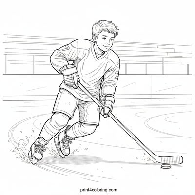 Ice Rink Elegance: Graceful Hockey Glide - free printable coloring page