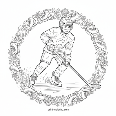Dynamic Hockey Player: Graceful Ice Glide - free printable coloring page