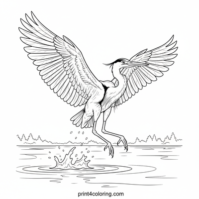 Majestic Heron's Graceful Ascent - free printable coloring page