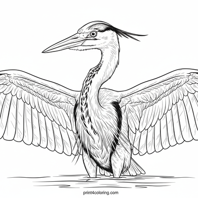 Majestic Heron's Graceful Lift-Off - free printable coloring page