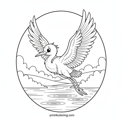 Majestic Heron's Graceful Lift-off - free printable coloring page