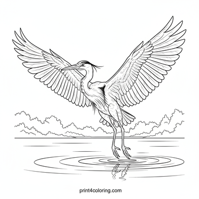Graceful Heron's Grand Departure - free printable coloring page