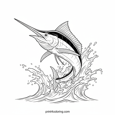 The Majestic Marlin's Deep Blue Swim - free printable coloring page