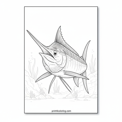 Majestic Marlin's Ocean Glide - free printable coloring page