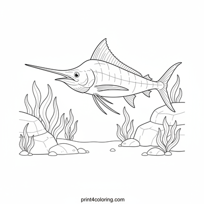 Majestic Marlin's Deep Blue Swim - free printable coloring page