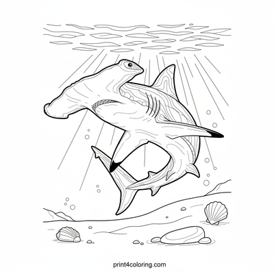 Majestic Hammerhead's Ocean Ballet - free printable coloring page