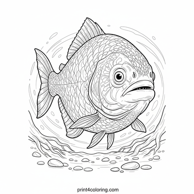 Graceful River Swimmer: Piranha Portrait - free printable coloring page