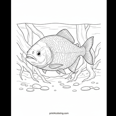 Graceful Piranha's River Glide - free printable coloring page