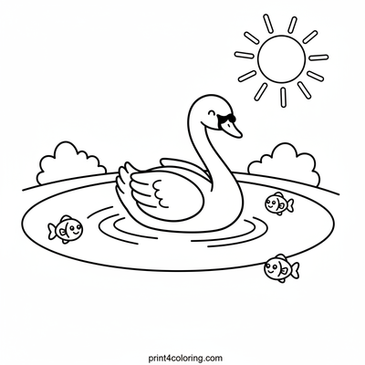 Elegant Swan's Gentle Glide - free printable coloring page