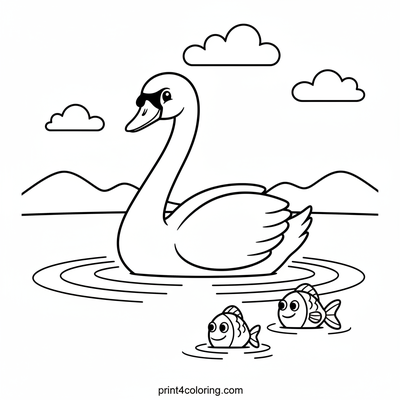 Graceful Swan's Peaceful Glide - free printable coloring page