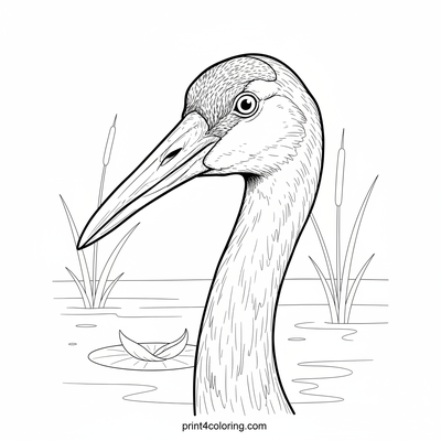 Majestic Sandhill Crane Portrait - free printable coloring page