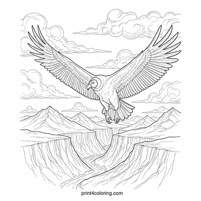 Majestic Condor's Mountain Flight - free printable coloring page