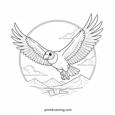 Grand Condor's Mountain Glide - free printable coloring page