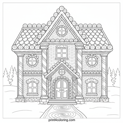 Grand Gingerbread Mansion Blueprint - free printable coloring page