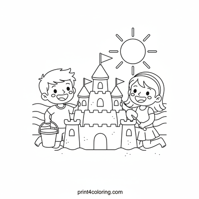 Grand Sandcastle Adventure - free printable coloring page