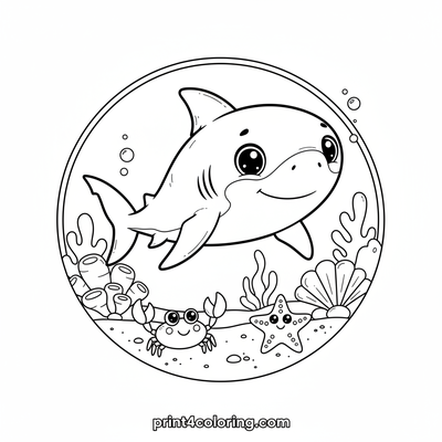 Wonder in the Waves: Great White's Reef Discovery - free printable coloring page