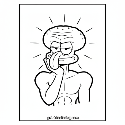 Handsome Squidward's Glamorous Close-up - free printable coloring page
