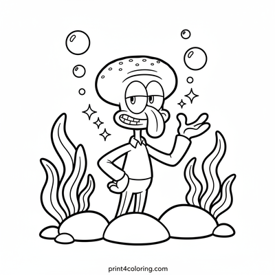 Handsome Squidward's Super Glam Pose - free printable coloring page