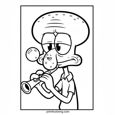 Squidward's Ticklish Clarinet Calamity - free printable coloring page