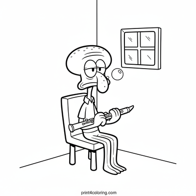 Squidward's Ticklish Clarinet Tune - free printable coloring page
