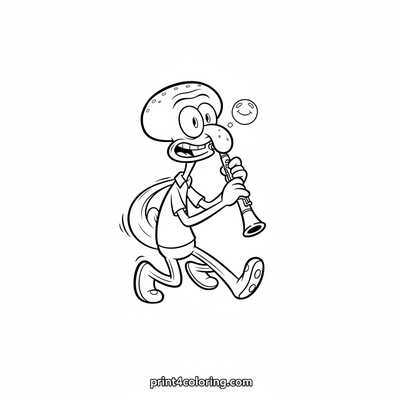 Squidward's Silly Tickle Tune - free printable coloring page