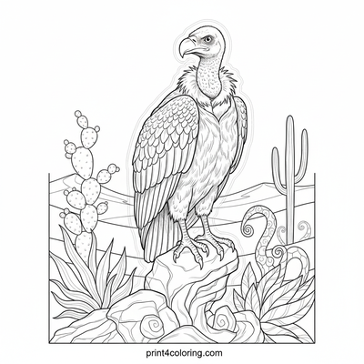 Guardian of the Whispering Peaks: Majestic Vulture - free printable coloring page