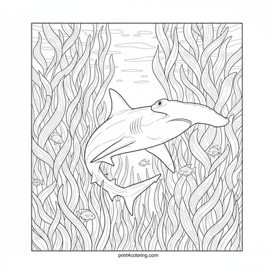 Hammerhead's Kelp Forest Expedition - free printable coloring page