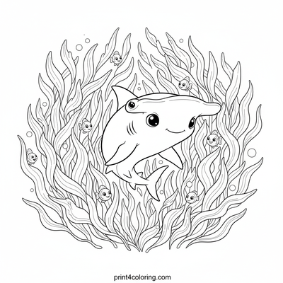Graceful Hammerhead in the Kelp Forest - free printable coloring page