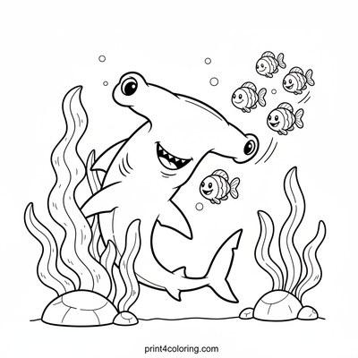 Playful Hammerhead's Underwater Hide-and-Seek - free printable coloring page