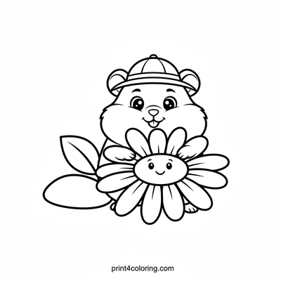 Hamster's Daisy Hide-and-Seek - free printable coloring page