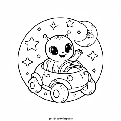 Friendly Alien's Moon Buggy Joyride - free printable coloring page