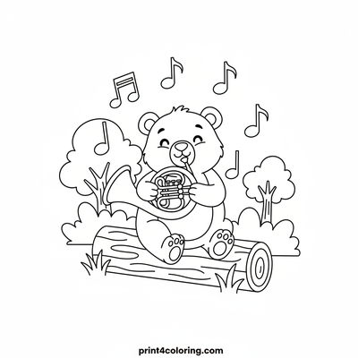Happy Bear Cub's Musical Moment