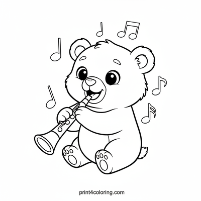 Happy Bear's Musical Moment - free printable coloring page