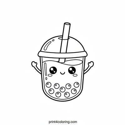 My Happy Boba Tea Friend - free printable coloring page