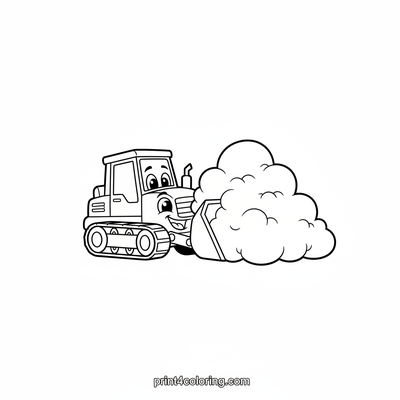 Happy Bulldozer's Sky Adventure - free printable coloring page