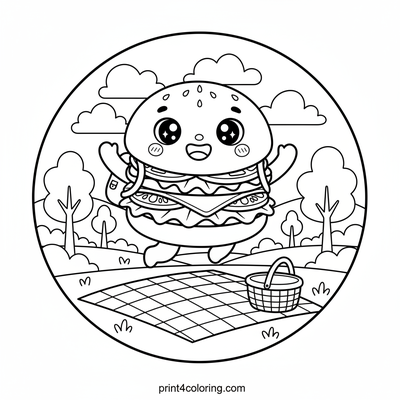 Happy Burger's Sunny Picnic Day! - free printable coloring page