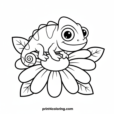 Happy Chameleon's Daisy Delight - free printable coloring page