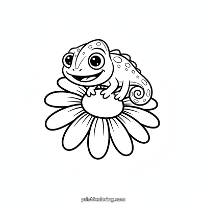 Chameleon's Daisy Delight - free printable coloring page