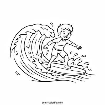 Surfing Superstar Kid - free printable coloring page