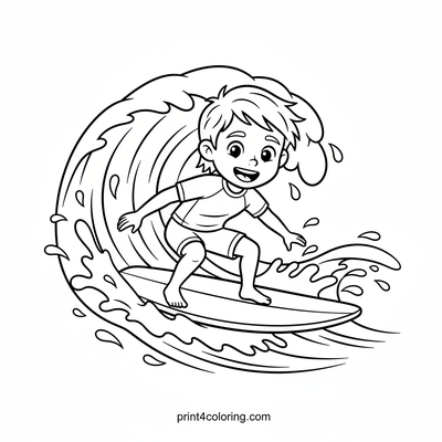Joyful Wave Rider - free printable coloring page
