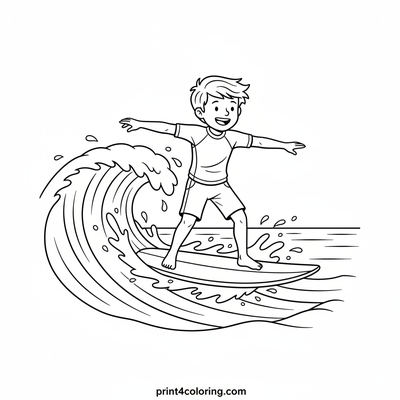 Surfing Superstar: Catching the Perfect Wave! - free printable coloring page