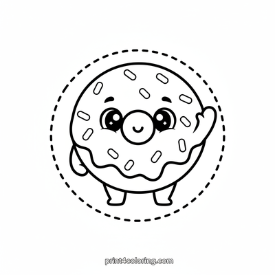 Sweet Smiling Donut Friend - free printable coloring page