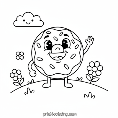 My Sweet Donut Pal - free printable coloring page