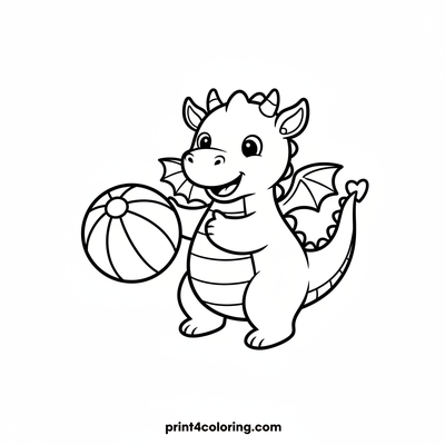 Friendly Dragon's Big Catch - free printable coloring page