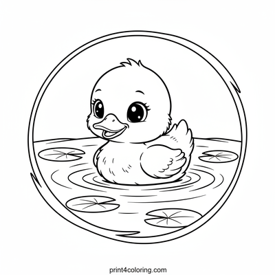 Paddling Joy: A Duckling's First Dip - free printable coloring page