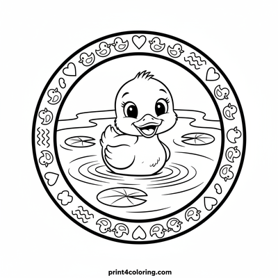 Happy Duckling's First Swim Adventure - free printable coloring page