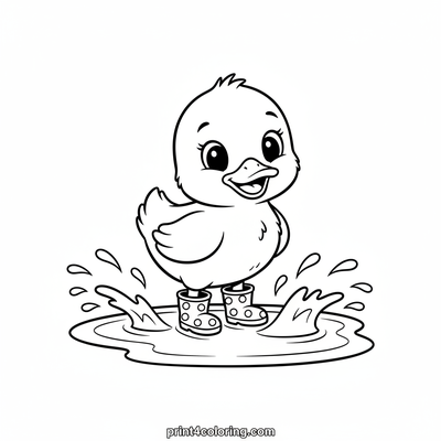 Puddle Playtime Duckling - free printable coloring page