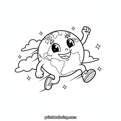 Happy Earth's Cheerful Grin - free printable coloring page