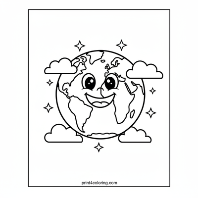 Our Happy Smiling Earth - free printable coloring page